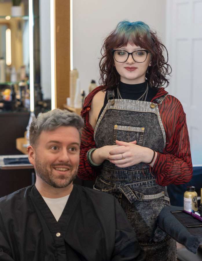 Salon 730 hairstylists with guest in Fredericksburg Virginia salon